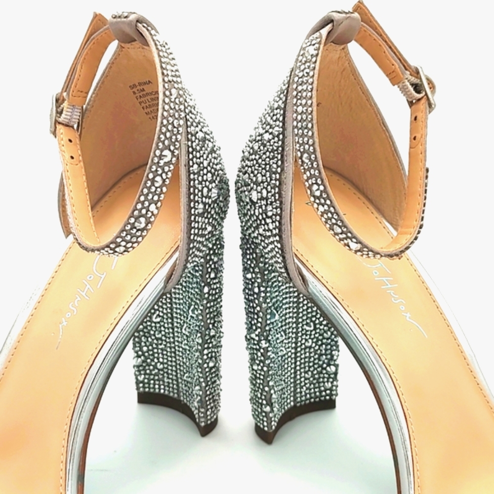 Betsey Johnson Silver Rhinestone Rina Heels 8.5 New - Picture 15 of 15